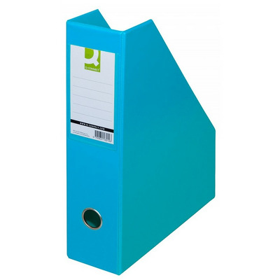 Suport reviste, carton plastifiat PVC, bleu, latime 76mm, Q-Connect