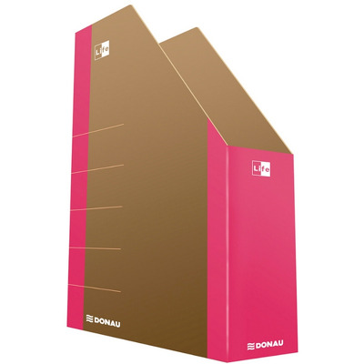 Suport vertical pentru cataloage, A4 - 8cm latime, carton 800gsm, DONAU Life - margine roz