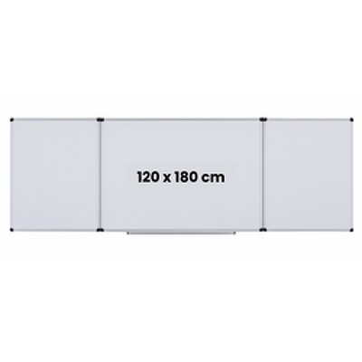 Tabla alba magnetica, triptica, 120x180cm   2 x 90x120cm, cu 5 suprafete de scris, Optima