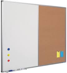 Tabla combi (whiteboard / textil albastru) 60 x 90 cm, profil aluminiu SL, SMIT