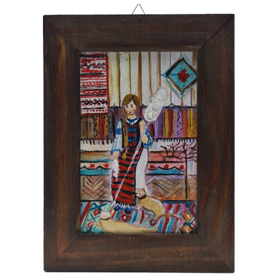 Tablou Fata cu fuior - pictat pe lemn