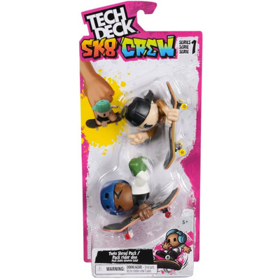 Tech deck, sk8 crew, set 2 mini placi de skateboard cu 2 figurine, model 1