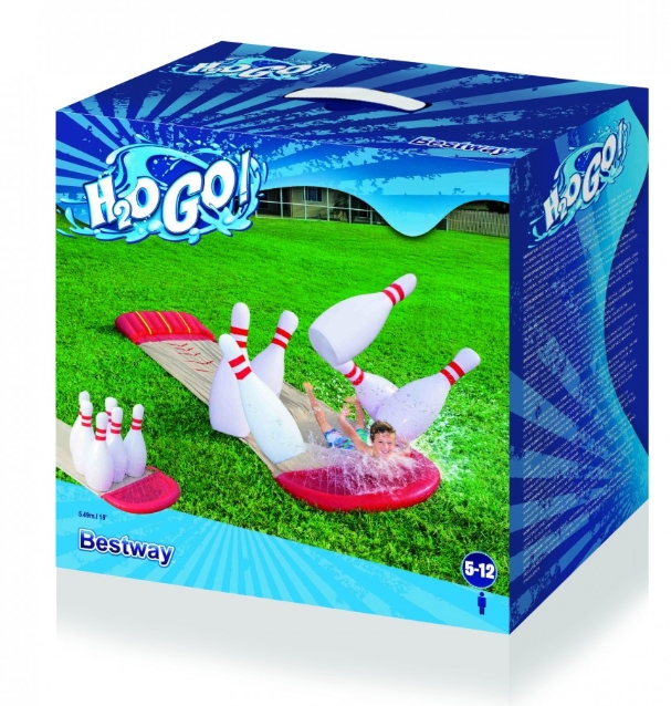 Tobogan apa cu joc bowling Bestway, H2O GO, 5.49 m, Multicolor