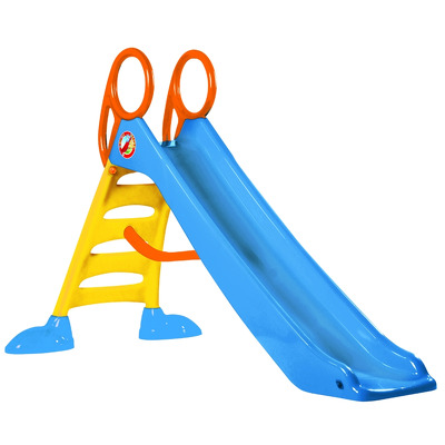Tobogan mare pentru copii, albastru cu manere portocalii