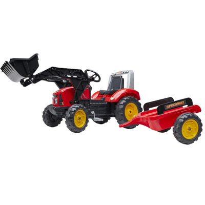 Tractor cu pedale pentru copii cu capac de deschidere, rosu