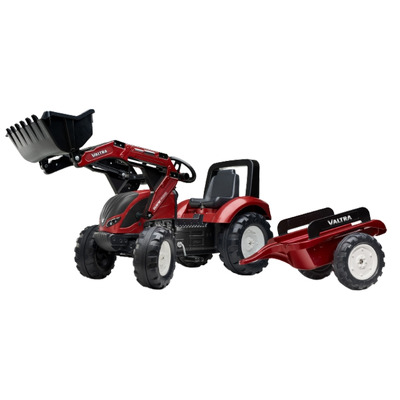 Tractor cu pedale pentru copii cu remorca, rosu