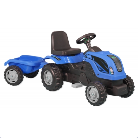 Tractor cu pedale si remorca Micromax MMX, albastru