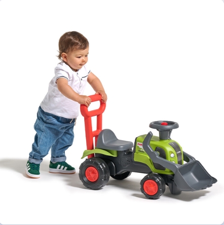 Tractor Falk Ride-on BabyClaas cu incarcator frontal, volan, claxon și maner