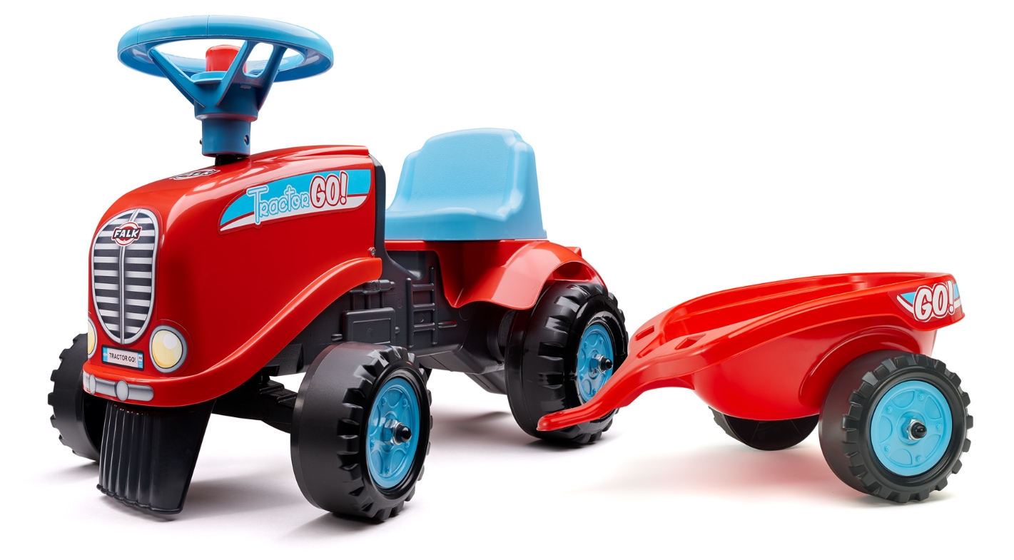 Tractor GO! cu remorca pentru copii rosu