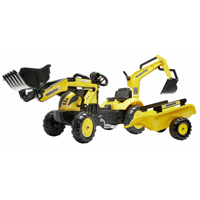 Tractor Komatsu cu excavator si trailer