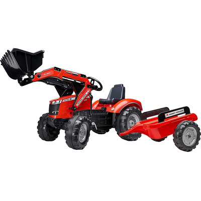 Tractor pentru copii 4010AM, cu remorca si incarcator frontal, rosu