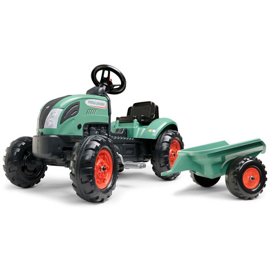 Tractor pentru copii cu pedale si remora, verde
