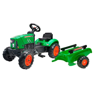 Tractor pentru copii cu pedale si remorca, verde