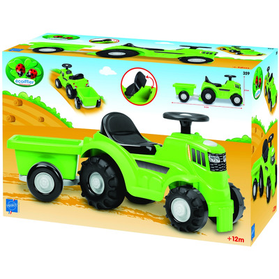 Tractoras verde cu remorca