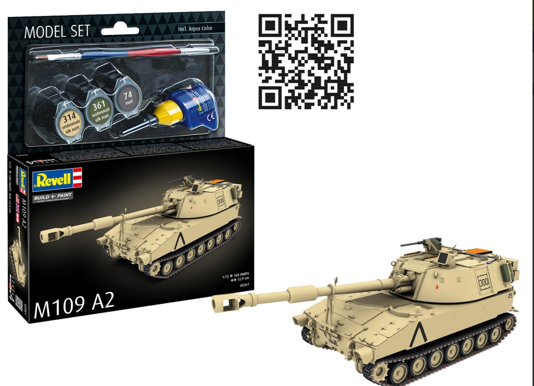 Vehicul militar Revell Model Set M109 A2 1:72 -  Kit complet de asamblare Revell 63361