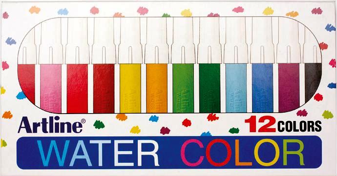 Watercolor marker ARTLINE 300, corp plastic, varf rotund 2.0mm, 12 culori/set - asortate