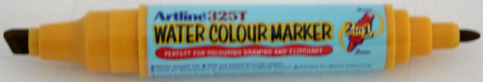 Watercolor marker ARTLINE 325T, doua capete - varf rotund 2.0mm/tesit 5.0mm - ocru
