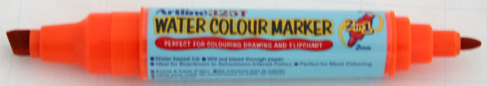Watercolor marker ARTLINE 325T, doua capete - varf rotund 2.0mm/tesit 5.0mm - portocaliu