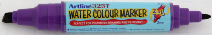 Watercolor marker ARTLINE 325T, doua capete - varf rotund 2.0mm/tesit 5.0mm - violet